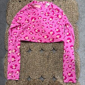 Cat & Jack Girls Pink and Orange Leopard Long Sleeve Rashguard Large 10/12